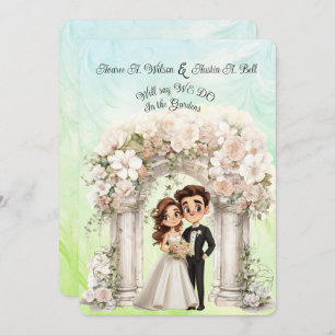 Convite Arco de Casamento de Noiva Whimsical Verde Azul