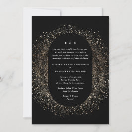 Convite Arco de Casamento Dourado e Preto de Folha Formal