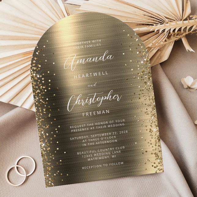 Convite Arco de Casamento Dourado em Metal Brilhante com G (Criador carregado)