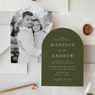 Convite Arco de casamento elegante moderno com fotos em ve