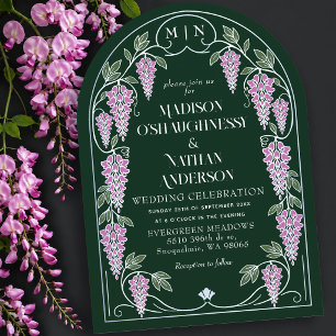 Convite Arco de Casamento em Arte Nova Prata com Wisteria