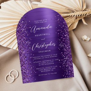 Convite Arco de Casamento em Metal Brilhante Glam Roxo