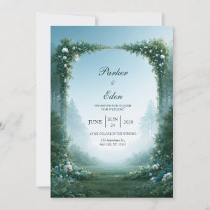 Convite Arco de Casamento em Prado Azul Nebuloso