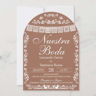 Convite Arco de Casamento Espanhol Papel Picado Nuestra Bo