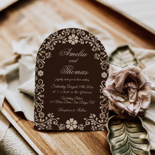 Convite Arco de Casamento Fiesta Bege Marrom