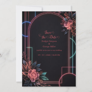 Convite Arco de Casamento Floral Neon Romântico Brilho