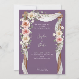 Convite Arco de Casamento Floral Rústico País Roxo Casamen