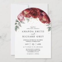 Arco de casamento floral vermelho burgundy minimal
