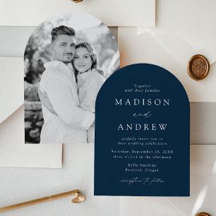 Convite Arco de Casamento Fotográfico Naval Elegante Moder