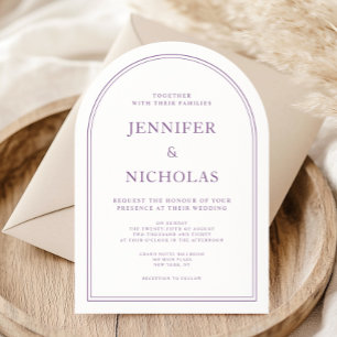 Convite Arco de Casamento Lilás Francês Formal Clássico El