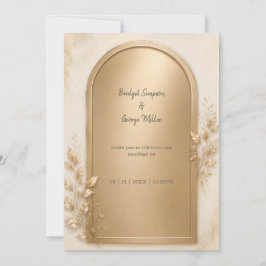 Convite Arco de Casamento Metálico Dourado Botânico Elegan