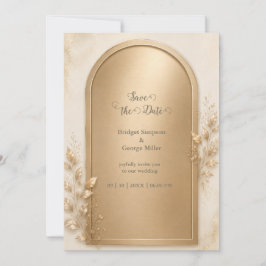 Convite Arco de Casamento Metálico Dourado Botânico Elegan