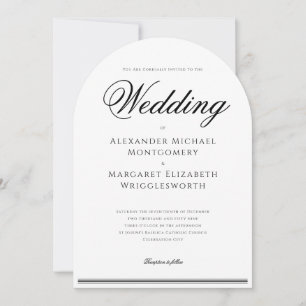 Convite Arco de Casamento Preto e Branco Formal Elegante