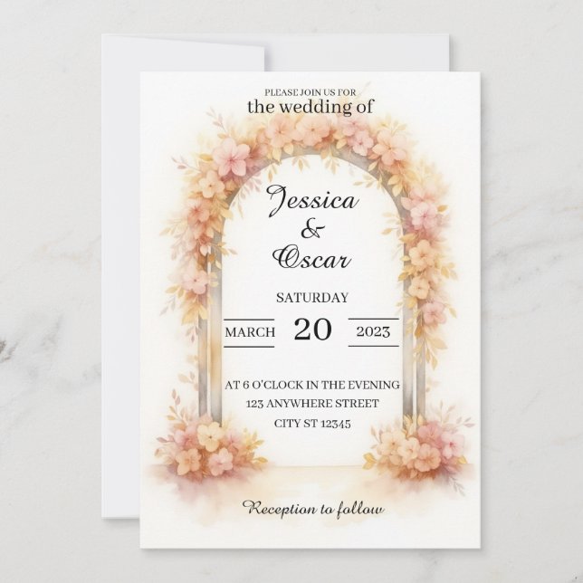 Convite Arco de Casamento Romântico (Frente)