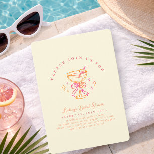Convite Arco de Chá de Bebê de Cocktail Rosa Amarelo