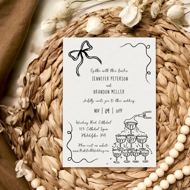 Convite Arco de champanhe torre quirky casamento (Criador carregado)