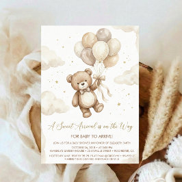 Convite Arco de Chuveirinho de Urso de Pelúcia Neutro Balõ