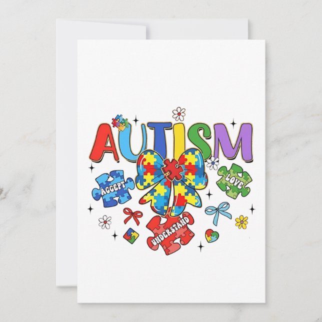 Convite Arco de consciência Autismo Quebra-cabeça Piece Ne (Frente)