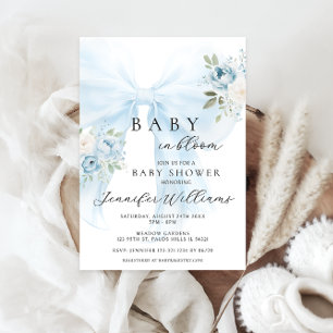 Convite Arco de coquete azul floral Baby in blogue Boy chá
