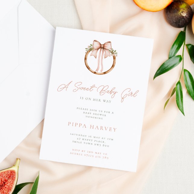 Convite Arco de coquete e Chá de fraldas de cocô da menina (Criador carregado)