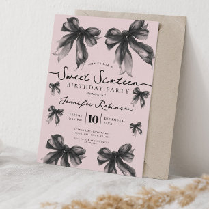 Convite Arco de Coquete Girly Doce 16 Aniversário Preto Bl