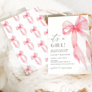 Convite Arco De Coquete Rosa Elegante É Um Chá de fraldas 