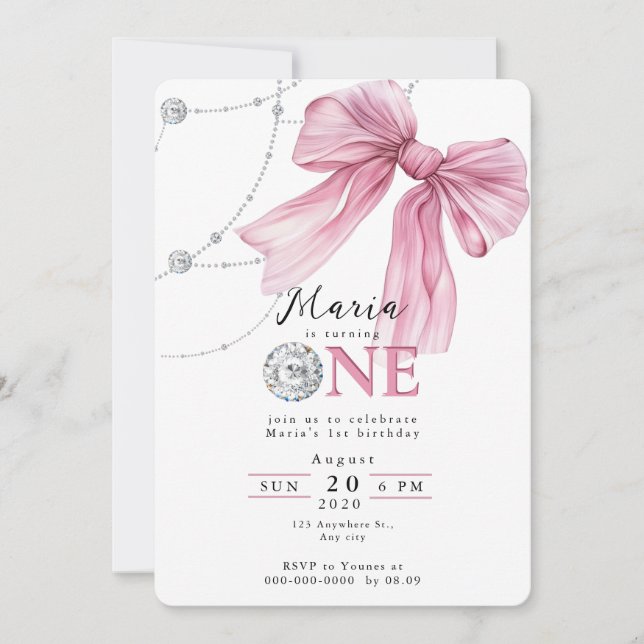 Convite Arco de coquete rosa-faísca 1rua (Frente)