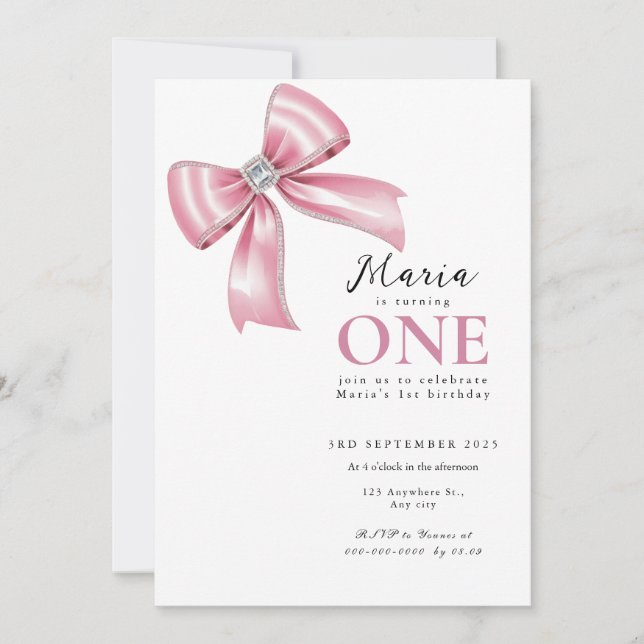 Convite Arco de coquete rosa-faísca 1rua (Frente)