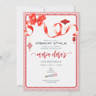 Convite Arco de coquete vermelho japonês Lanterna Aniversá