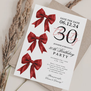 Convite Arco de Coquete Vermelho Salve a Data de Aniversár
