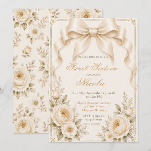 Convite Arco de Coquetele de Champanhe Floral Sweet Sixtee