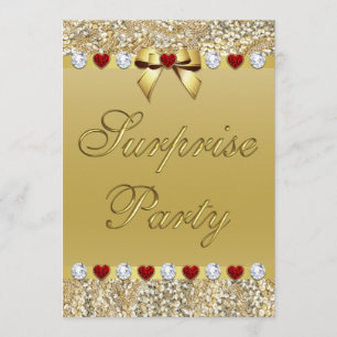 Convite Arco de Corações do Faux Sequins do Dourado Surp