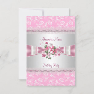 Convite Arco de Damasco Floral Rosa Branco Festa de Aniver