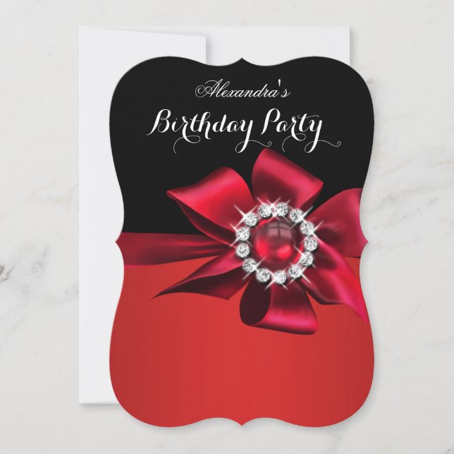 Convite Arco de Diamante de Pérolas Vermelhas festas de an (Frente)