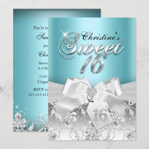 Convite Arco de Diamante de Sparkle Blue Sweet 16 Convide