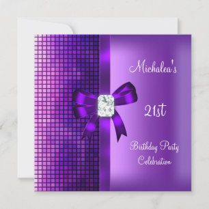 Convite Arco de Diamante Roxo Lantejoulas Aniversário de 2