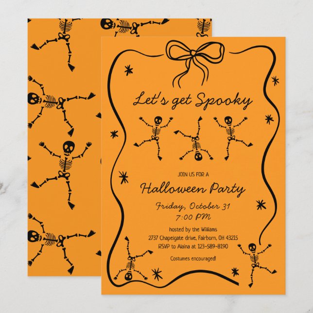 Convite Arco de Esqueleto Desenhado à Mão Whimsical Fotogr (Frente/Verso)