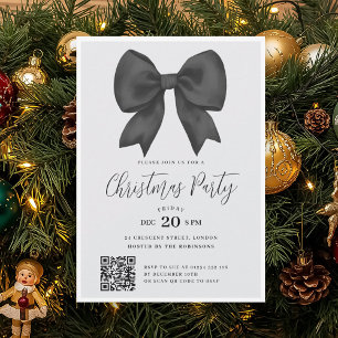 Convite Arco de Férias Preto QR Moderno Festa de Natal
