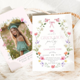 Convite Arco de festa de formatura com laço floral Foto
