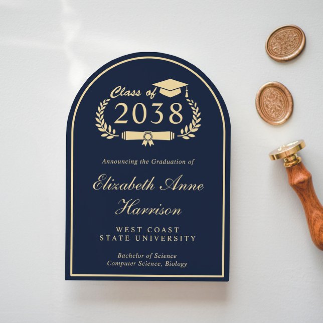 Convite Arco de Festa de Formatura Universitária Azul de R (Share the pride and excitement of your graduate's achievement with friends and family near and far)