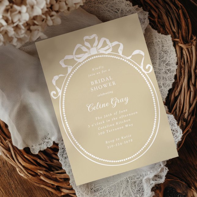 Convite Arco de fita antigo Chá de panela de quadro vitori (Criador carregado)