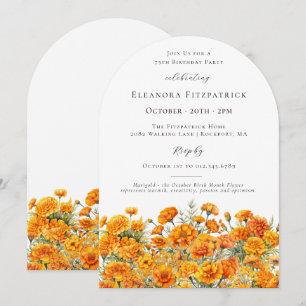 Convite Arco de Flor de Marigold de Aniversário de 75 Anos