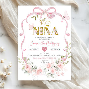 Convite Arco de Flor Rosa Coquette Doce É Nina Churrasco d