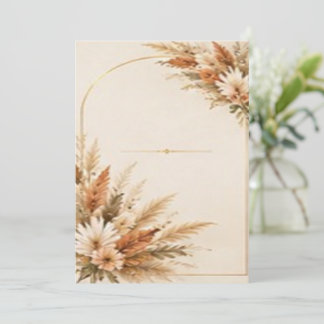 Convite Arco de Flores de Grama Pampas Boho e Terracota