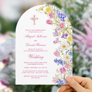 Convite Arco de Flores Frescas de Prado para Casamento Rel