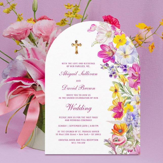 Convite Arco de Flores Silvestres Brilhantes Casamento Rel (Criador carregado)