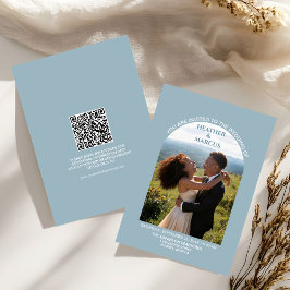Convite Arco de Foto Azul Empoeirado Casamento