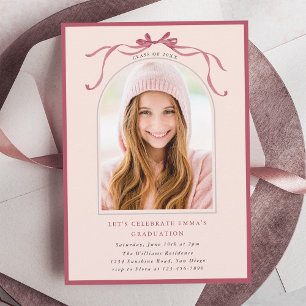 Convite Arco de Foto de Festa de Formatura com Laço Rosa I