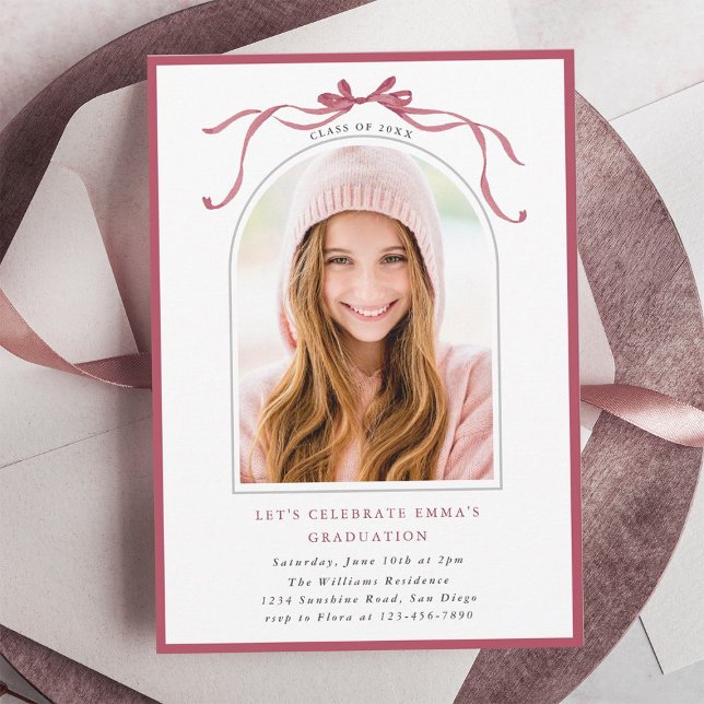 Convite Arco de Foto de Festa de Formatura com Laço Rosa P (Criador carregado)