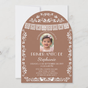 Convite Arco de Foto de Menina do Primer Añito de Terracot